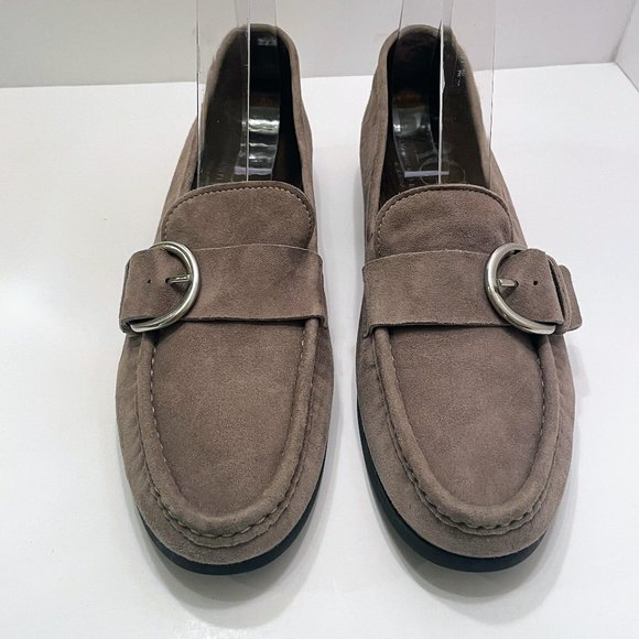 AGL Attilio Giusti Leombruni Gray Suede Butckle Strap Loafers Size: 38 - Picture 2 of 10